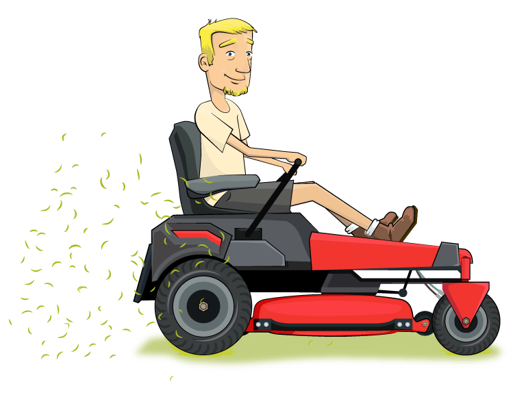 phil mowing the lawn