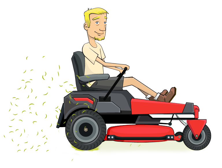 phil mowing the lawn